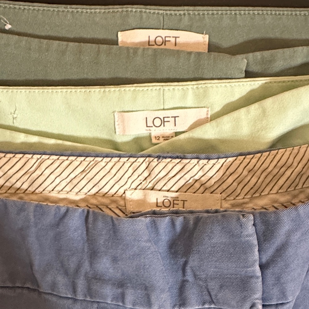 3 PAIR!!! Women's Loft /// Coastal Blue, Green & Mint Cotton Riviera Shorts // - Picture 2 of 15
